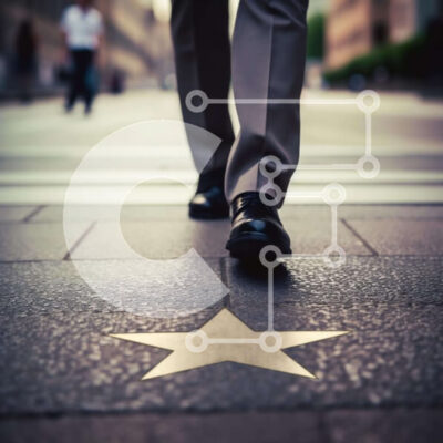 Intra Συλλεκτικό Ξύλινο Παζλ Plywood  4mm - Άτομο που περπατά στο Hollywood Walk of Fame στο Λος Άντζελες Σε Ξύλινο Κουτί - Διαστάσεις Puzzle: 10x10 cm – 25 κομμάτια - Image 1