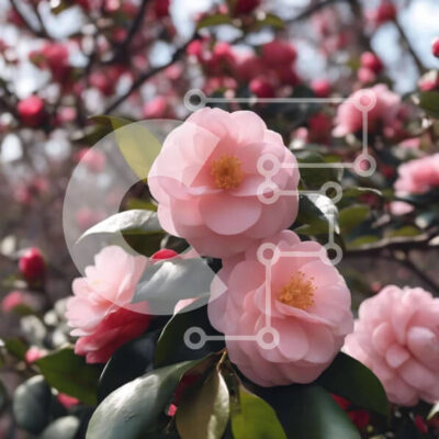 Intra Συλλεκτικό Ξύλινο Παζλ Plywood 4mm - Λουλούδια καμέλια στο δάσος Σε Ξύλινο Κουτί - Διαστάσεις: 10x10 cm – 25 κομμάτια - Image 1