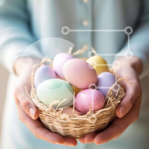 Intra Συλλεκτικό Ξύλινο Παζλ Plywood  4mm - Γυναίκα με το καλάθι αυγών του Πάσχα Σε Ξύλινο Κουτί - Διαστάσεις: 10x10 cm – 25 κομμάτια