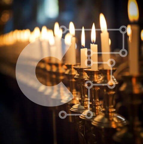 Intra Συλλεκτικό Ξύλινο Παζλ Plywood  4mm - Σειρά αναμμένων κεριών σε ένα σκοτεινό περιβάλλον Σε Ξύλινο Κουτί - Διαστάσεις Puzzle: 10x10 cm – 25 κομμάτια - Image 1