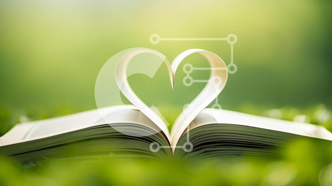 Intra Συλλεκτικό Ξύλινο Παζλ Plywood  4mm - Βιβλίο σε σχήμα καρδιάς στο πράσινο γρασίδι Σε Ξύλινο Κουτί - Διαστάσεις Puzzle: 10x10 cm – 25 κομμάτια