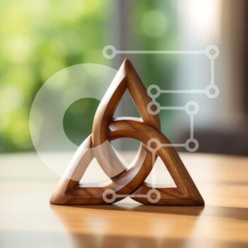 Intra Συλλεκτικό Ξύλινο Παζλ Plywood  4mm - Ξύλινο σύμβολο τριάδας σε ανοιχτό ξύλινο τραπέζι Σε Ξύλινο Κουτί - Διαστάσεις Puzzle: 10x10 cm – 25 κομμάτια - Image 1