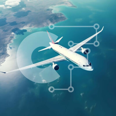 Intra Συλλεκτικό Ξύλινο Παζλ Plywood  4mm - Εναέρια άποψη του αεροπλάνου που πετά πάνω από τον ωκεανό Σε Ξύλινο Κουτί - Διαστάσεις Puzzle: 10x10 cm – 25 κομμάτια - Image 1