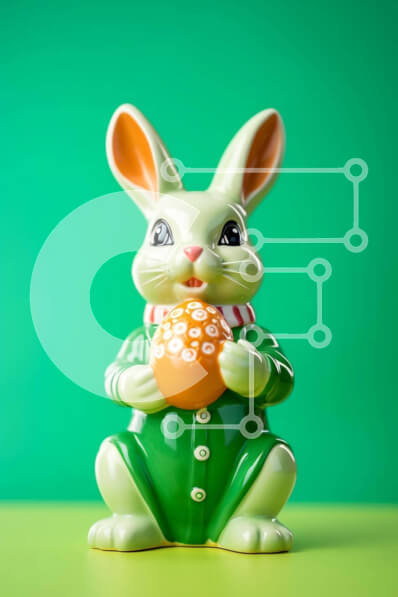 Intra Συλλεκτικό Ξύλινο Παζλ Plywood  4mm - Πασχαλινό ειδώλιο λαγουδάκι με αυγό σε πράσινη φόρμα Σε Ξύλινο Κουτί - Διαστάσεις Puzzle: 10x10 cm – 25 κομμάτια