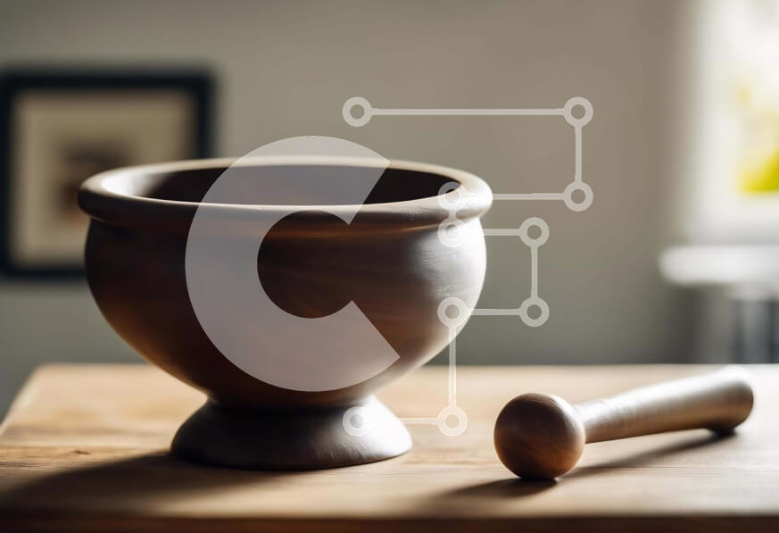 Intra Συλλεκτικό Ξύλινο Παζλ Plywood  4mm - Ξύλινο γουδί και γουδοχέρι στο τραπέζι Σε Ξύλινο Κουτί - Διαστάσεις: 10x10 cm – 25 κομμάτια