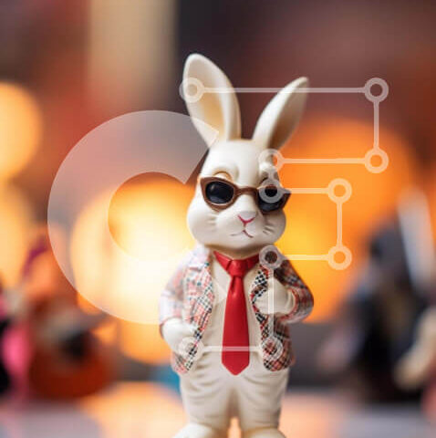 Intra Συλλεκτικό Ξύλινο Παζλ Plywood  4mm - Κομψό παιχνίδι λευκό λαγουδάκι με μουσικά όργανα Σε Ξύλινο Κουτί - Διαστάσεις: 10x10 cm – 25 κομμάτια - Image 1