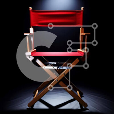 Intra Συλλεκτικό Ξύλινο Παζλ Plywood  4mm - Κόκκινη καρέκλα σκηνοθέτη σε μαύρο φόντο με φωτισμό Σε Ξύλινο Κουτί - Διαστάσεις: 10x10 cm – 25 κομμάτια - Image 1