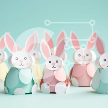 Intra Συλλεκτικό Ξύλινο Παζλ Plywood  4mm - Ομάδα από χάρτινα κουνελάκια και λουλούδια για πασχαλινές διακοσμήσεις Σε Ξύλινο Κουτί - Διαστάσεις Puzzle: 10x10 cm – 25 κομμάτια - Image 1