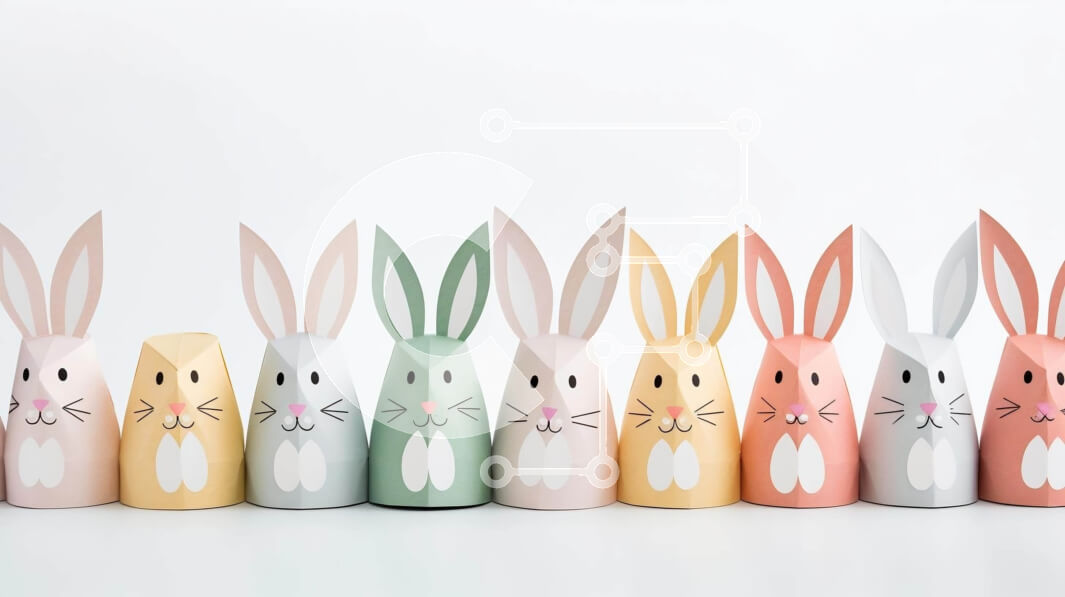 Intra Συλλεκτικό Ξύλινο Παζλ Plywood  4mm - Πολύχρωμα χάρτινα διακοσμητικά λαγουδάκι για το Πάσχα και τις γιορτές Σε Ξύλινο Κουτί - Διαστάσεις Puzzle: 10x10 cm – 25 κομμάτια