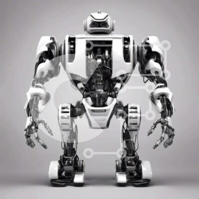 Intra Συλλεκτικό Ξύλινο Παζλ Plywood 4mm - Φουτουριστικό λευκό και μαύρο ρομπότ Σε Ξύλινο Κουτί - Διαστάσεις Puzzle: 10x10 cm – 25 κομμάτια - Image 1