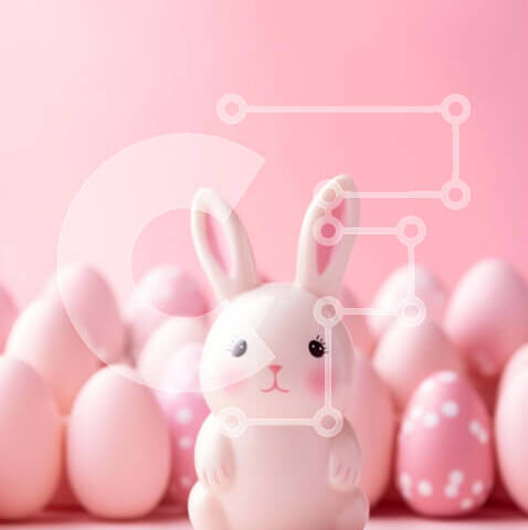 Intra Συλλεκτικό Ξύλινο Παζλ Plywood 4mm - Λευκό λαγουδάκι με ροζ πασχαλινά αυγά Σε Ξύλινο Κουτί - Διαστάσεις: 10x10 cm – 25 κομμάτια - Image 1