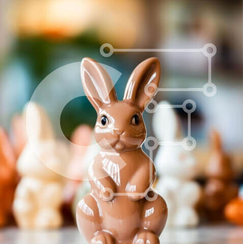 Intra Συλλεκτικό Ξύλινο Παζλ Plywood 4mm - Ειδώλια λαγουδάκι του Πάσχα στην οθόνη Σε Ξύλινο Κουτί - Διαστάσεις: 10x10 cm – 25 κομμάτια - Image 1