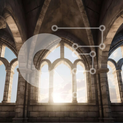 Intra Συλλεκτικό Ξύλινο Παζλ Plywood 4mm - Μεσαιωνικό δωμάτιο με πέτρινους τοίχους με καμάρες και παράθυρα Σε Ξύλινο Κουτί - Διαστάσεις Puzzle: 10x10 cm – 25 κομμάτια - Image 1