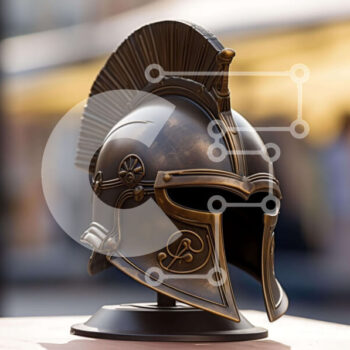 Intra Συλλεκτικό Ξύλινο Παζλ Plywood  4mm - Αντίκα Σπαρτιατικό κράνος σε ξύλινο τραπέζι Σε Ξύλινο Κουτί - Διαστάσεις Puzzle: 10x10 cm – 25 κομμάτια - Image 1