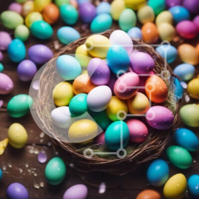 Intra Συλλεκτικό Ξύλινο Παζλ Plywood  4mm - Πολύχρωμα Πασχαλινά αυγά στο καλάθι για γιορτή και διακόσμηση Σε Ξύλινο Κουτί - Διαστάσεις: 10x10 cm – 25 κομμάτια - Image 1