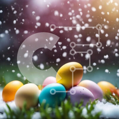 Intra Συλλεκτικό Ξύλινο Παζλ Plywood  4mm - Πολύχρωμα Πασχαλινά αυγά στο χιόνι Σε Ξύλινο Κουτί - Διαστάσεις: 10x10 cm – 25 κομμάτια - Image 1