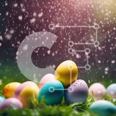 Intra Συλλεκτικό Ξύλινο Παζλ Plywood  4mm - Πολύχρωμα Πασχαλινά αυγά στο γρασίδι με τη βροχή Σε Ξύλινο Κουτί - Διαστάσεις: 10x10 cm – 25 κομμάτια - Image 1