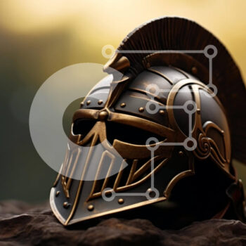 Intra Συλλεκτικό Ξύλινο Παζλ Plywood  4mm - Αρχαίο σπαρτιατικό κράνος σε βράχο με χρυσές και μαύρες λεπτομέρειες Σε Ξύλινο Κουτί - Διαστάσεις Puzzle: 10x10 cm – 25 κομμάτια - Image 1