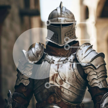 Intra Συλλεκτικό Ξύλινο Παζλ Plywood  4mm - Μεσαιωνικός Ιππότης με πανοπλία σε ένα σοκάκι Σε Ξύλινο Κουτί - Διαστάσεις Puzzle: 10x10 cm – 25 κομμάτια - Image 1