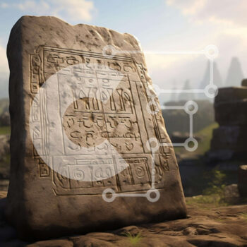 Intra Συλλεκτικό Ξύλινο Παζλ Plywood  4mm - Αρχαία πέτρα με επιγραφές Σε Ξύλινο Κουτί - Διαστάσεις Puzzle: 10x10 cm – 25 κομμάτια - Image 1