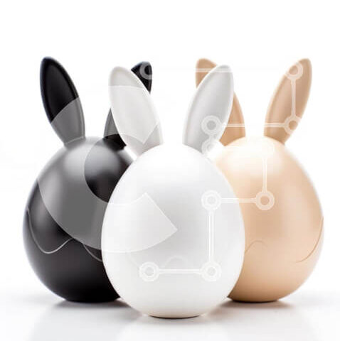 Intra Συλλεκτικό Ξύλινο Παζλ Plywood  4mm - Τρία ειδώλια σε σχήμα κουνελιού - Μαύρο, λευκό και μπεζ Σε Ξύλινο Κουτί - Διαστάσεις: 10x10 cm – 25 κομμάτια - Image 1