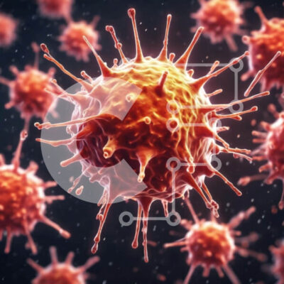 Intra Συλλεκτικό Ξύλινο Παζλ Plywood  4mm - τρισδιάστατη εικόνα κόκκινων και πορτοκαλί κυττάρων που απεικονίζουν μολυσματικές ασθένειες Σε Ξύλινο Κουτί - Διαστάσεις Puzzle: 10x10 cm – 25 κομμάτια - Image 1