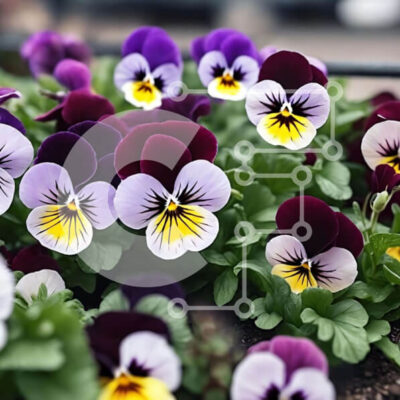 Intra Συλλεκτικό Ξύλινο Παζλ Plywood  4mm - Πολύχρωμα λουλούδια πανσών σε έναν κήπο Σε Ξύλινο Κουτί - Διαστάσεις: 10x10 cm – 25 κομμάτια - Image 1