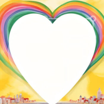 Intra Συλλεκτικό Ξύλινο Παζλ Plywood  4mm - Πλαίσιο σε σχήμα καρδιάς με φόντο πολύχρωμα ουράνια τόξα Σε Ξύλινο Κουτί - Διαστάσεις Puzzle: 10x10 cm – 25 κομμάτια - Image 1