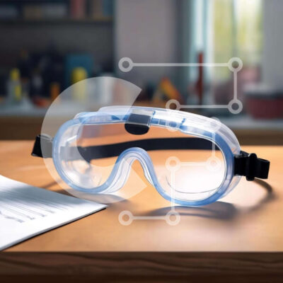 Intra Συλλεκτικό Ξύλινο Παζλ Plywood 4mm - Γυαλιά και εργαλεία ασφαλείας στο τραπέζι Σε Ξύλινο Κουτί - Διαστάσεις Puzzle: 10x10 cm – 25 κομμάτια - Image 1