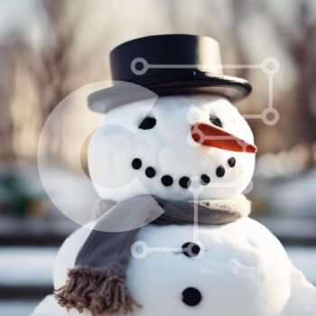 Intra Συλλεκτικό Ξύλινο Παζλ Plywood  4mm - Ασπρόμαυρος χιονάνθρωπος στο χιόνι Σε Ξύλινο Κουτί - Διαστάσεις Puzzle: 10x10 cm – 25 κομμάτια - Image 1