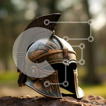 Intra Συλλεκτικό Ξύλινο Παζλ Plywood  4mm - Αρχαίο σπαρτιατικό κράνος σε φόντο βράχου Σε Ξύλινο Κουτί - Διαστάσεις Puzzle: 10x10 cm – 25 κομμάτια - Image 1