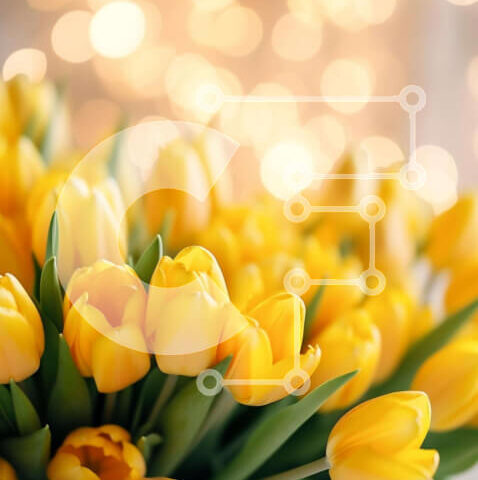 Intra Συλλεκτικό Ξύλινο Παζλ Plywood  4mm - Ζωντανό μπουκέτο με κίτρινες τουλίπες και διάφορα λουλούδια Σε Ξύλινο Κουτί - Διαστάσεις: 10x10 cm – 25 κομμάτια - Image 1