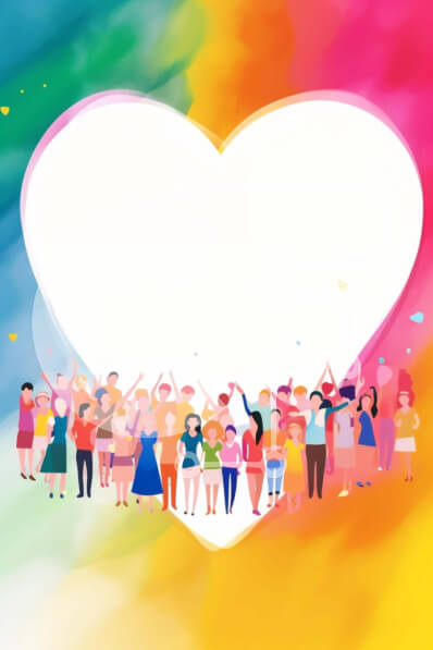 Intra Συλλεκτικό Ξύλινο Παζλ Plywood  4mm - Ομάδα ανθρώπων μπροστά από το αφηρημένο πλαίσιο σε σχήμα καρδιάς Σε Ξύλινο Κουτί - Διαστάσεις Puzzle: 10x10 cm – 25 κομμάτια