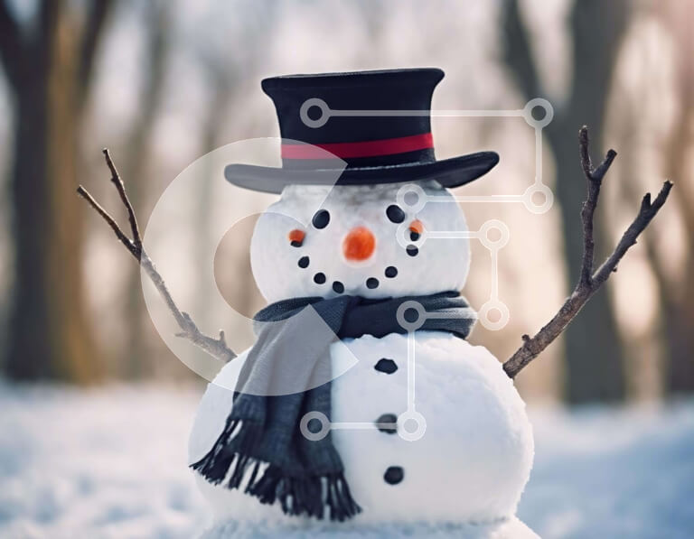 Intra Συλλεκτικό Ξύλινο Παζλ Plywood  4mm - Χιονάνθρωπος με καπέλο, κασκόλ και γάντια στο χιόνι Σε Ξύλινο Κουτί - Διαστάσεις Puzzle: 10x10 cm – 25 κομμάτια