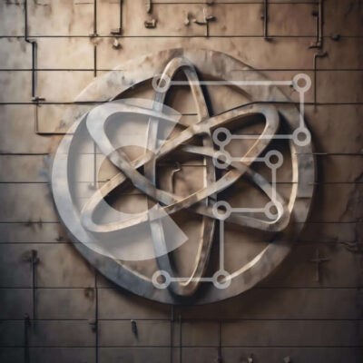 Intra Συλλεκτικό Ξύλινο Παζλ Plywood 4mm - Ατομικό σύμβολο σε κύκλο με καλώδια και σωλήνες Σε Ξύλινο Κουτί - Διαστάσεις Puzzle: 10x10 cm – 25 κομμάτια - Image 1