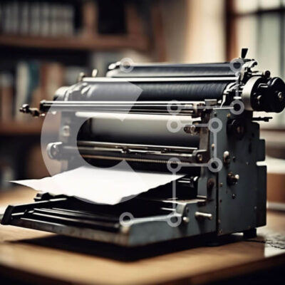 Intra Συλλεκτικό Ξύλινο Παζλ Plywood  4mm - Vintage γραφομηχανή σε ξύλινο τραπέζι με ράφια στο φόντο Σε Ξύλινο Κουτί - Διαστάσεις: 10x10 cm – 25 κομμάτια - Image 1