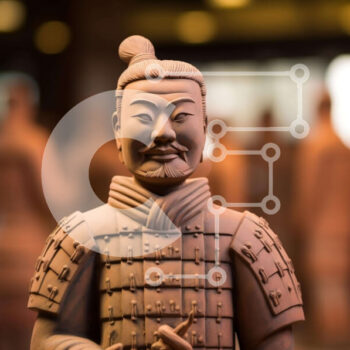 Intra Συλλεκτικό Ξύλινο Παζλ Plywood  4mm - Άγαλμα ενός ασιατικού πολεμιστή Σε Ξύλινο Κουτί - Διαστάσεις Puzzle: 10x10 cm – 25 κομμάτια - Image 1