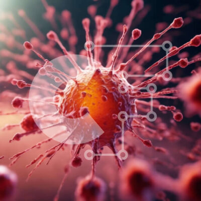 Intra Συλλεκτικό Ξύλινο Παζλ Plywood  4mm - 3D καρκινικό κύτταρο που περιβάλλεται από ερυθρά αιμοσφαίρια Σε Ξύλινο Κουτί - Διαστάσεις Puzzle: 10x10 cm – 25 κομμάτια - Image 1