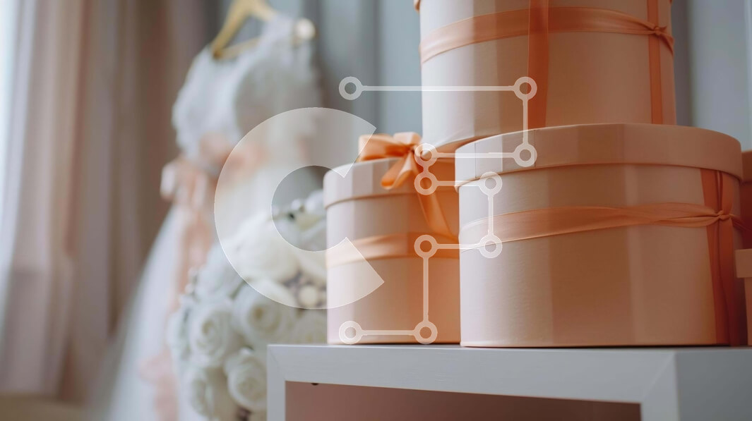 Intra Συλλεκτικό Ξύλινο Παζλ Plywood  4mm - Κομψές ροζ μπομπονιέρες σε λευκό κομοδίνο Σε Ξύλινο Κουτί - Διαστάσεις: 10x10 cm – 25 κομμάτια