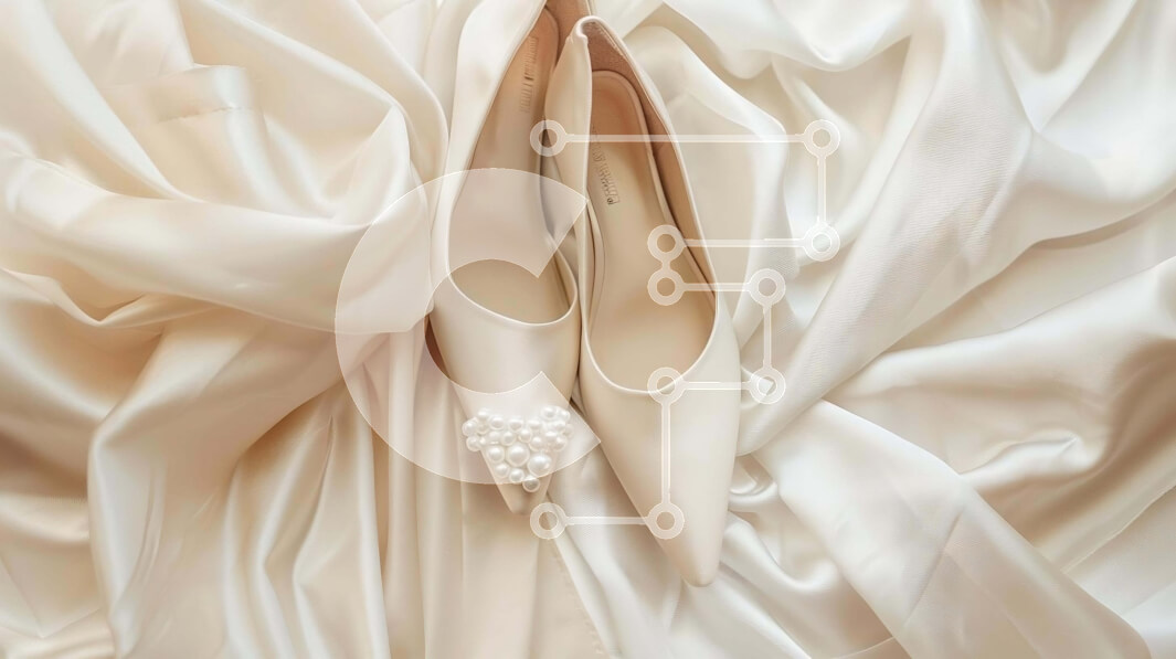 Intra Συλλεκτικό Ξύλινο Παζλ Plywood  4mm - Ζευγάρι λευκά ψηλοτάκουνα παπούτσια σε κομψό σατέν ύφασμα Σε Ξύλινο Κουτί - Διαστάσεις Puzzle: 10x10 cm – 25 κομμάτια