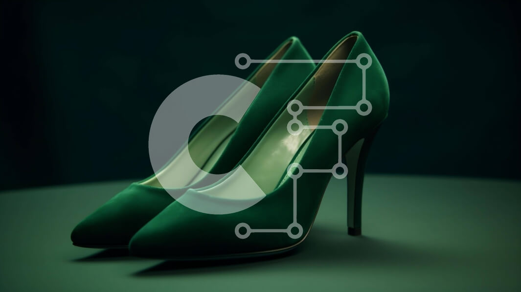 Intra Συλλεκτικό Ξύλινο Παζλ Plywood  4mm - Ζευγάρι πράσινα ψηλοτάκουνα παπούτσια σε σκούρο φόντο Σε Ξύλινο Κουτί - Διαστάσεις Puzzle: 10x10 cm – 25 κομμάτια