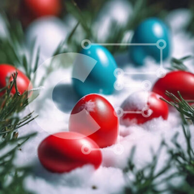 Intra Συλλεκτικό Ξύλινο Παζλ Plywood  4mm - Πολύχρωμα Πασχαλινά αυγά στο χιόνι Σε Ξύλινο Κουτί - Διαστάσεις: 10x10 cm – 25 κομμάτια - Image 1