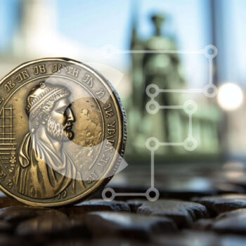 Intra Συλλεκτικό Ξύλινο Παζλ Plywood  4mm - Χρυσό νόμισμα σε βράχους με αγάλματα και μνημεία Σε Ξύλινο Κουτί - Διαστάσεις Puzzle: 10x10 cm – 25 κομμάτια - Image 1