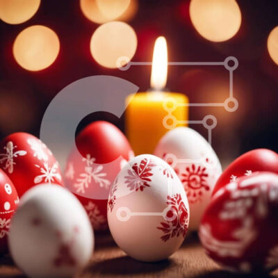 Intra Συλλεκτικό Ξύλινο Παζλ Plywood  4mm - Γιορτινά Πασχαλινά Αυγά δίπλα στο Τζάκι Σε Ξύλινο Κουτί - Διαστάσεις: 10x10 cm – 25 κομμάτια - Image 1