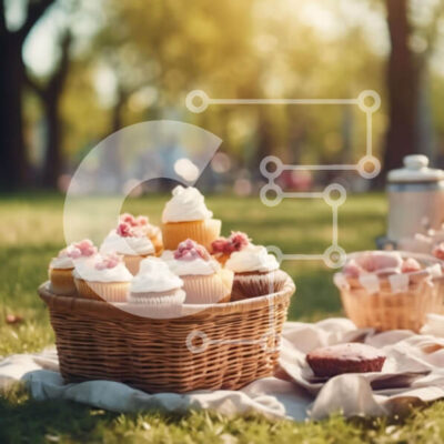 Intra Συλλεκτικό Ξύλινο Παζλ Plywood  4mm - Καλάθι για πικνίκ με cupcakes και επιδόρπια στο πάρκο Σε Ξύλινο Κουτί - Διαστάσεις Puzzle: 10x10 cm – 25 κομμάτια - Image 1