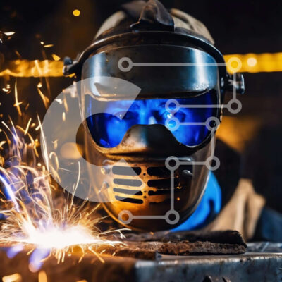 Intra Συλλεκτικό Ξύλινο Παζλ Plywood  4mm - Επαγγελματίας οξυγονοκολλητής με σπινθήρες και προστατευτικό εξοπλισμό Σε Ξύλινο Κουτί - Διαστάσεις Puzzle: 10x10 cm – 25 κομμάτια - Image 1