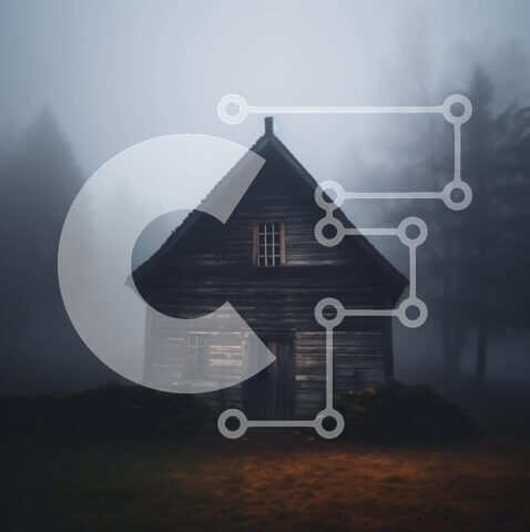 Intra Συλλεκτικό Ξύλινο Παζλ Plywood 4mm - Απομονωμένο ξύλινο σπίτι σε ομιχλώδες τοπίο Σε Ξύλινο Κουτί - Διαστάσεις: 10x10 cm – 25 κομμάτια - Image 1