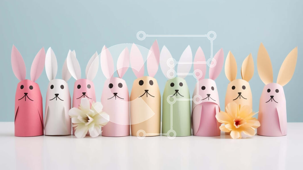 Intra Συλλεκτικό Ξύλινο Παζλ Plywood  4mm - Πολύχρωμα χάρτινα κουνελάκια για πασχαλινή διακόσμηση Σε Ξύλινο Κουτί - Διαστάσεις: 10x10 cm – 25 κομμάτια