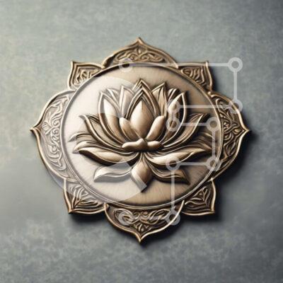 Intra Συλλεκτικό Ξύλινο Παζλ Plywood 4mm - Περίτεχνο μπρούτζινο νόμισμα με σχέδιο λουλούδι λωτού Σε Ξύλινο Κουτί - Διαστάσεις: 10x10 cm – 25 κομμάτια - Image 1