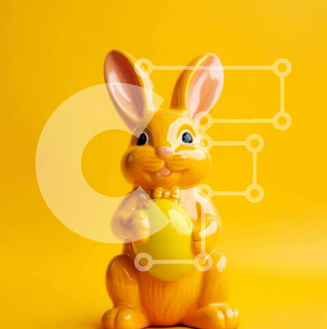 Intra Συλλεκτικό Ξύλινο Παζλ Plywood 4mm - Κίτρινο ειδώλιο λαγουδάκι με αυγό σε κίτρινο φόντο Σε Ξύλινο Κουτί - Διαστάσεις: 10x10 cm – 25 κομμάτια - Image 1